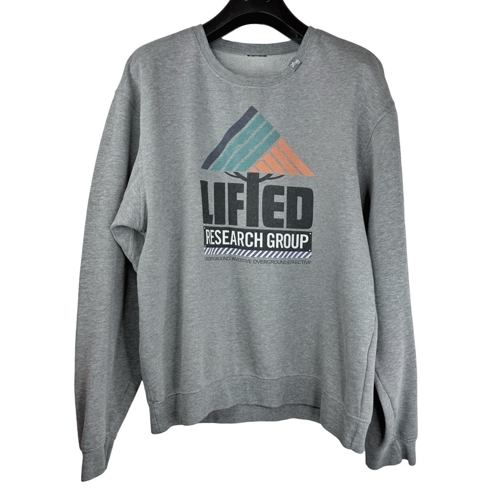 LRG Clothing Men's Grey "Lifted Research Group" Colorful Graphic Sweatshirt L
